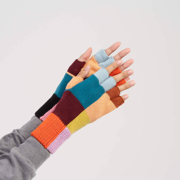 Color Patch Fingerless Gloves