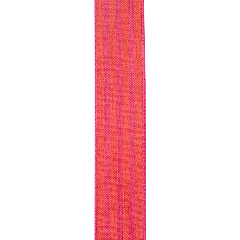 Broad Striped Linen, Orange/fuchsia, 1-1/2 In