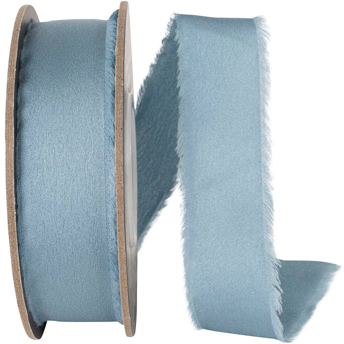 Frayed Edge Silk Touch Ribbon, Bluestone, 1 In