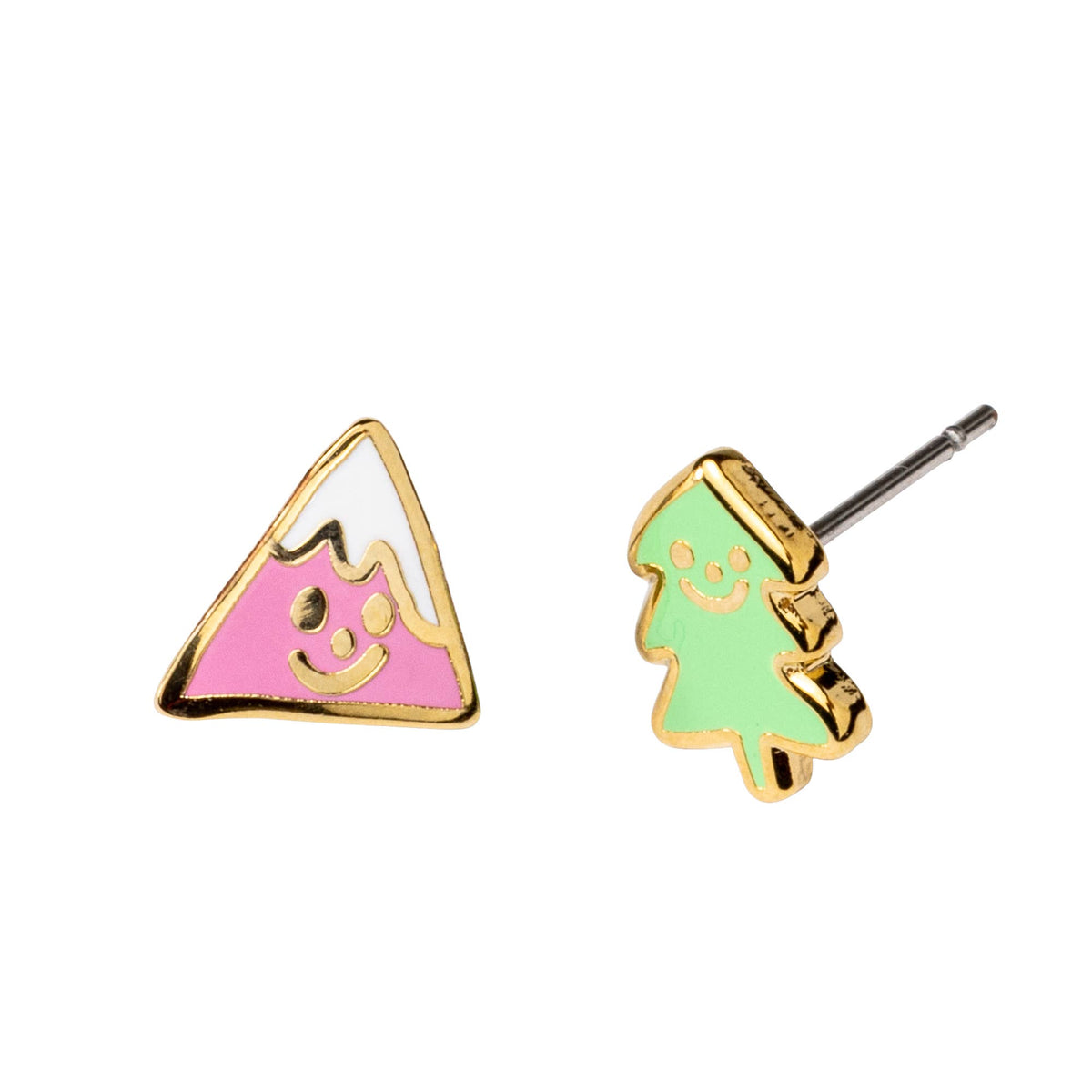 Mountain & Tree Gold Post Earrings | Hiking & Outdoors Gift