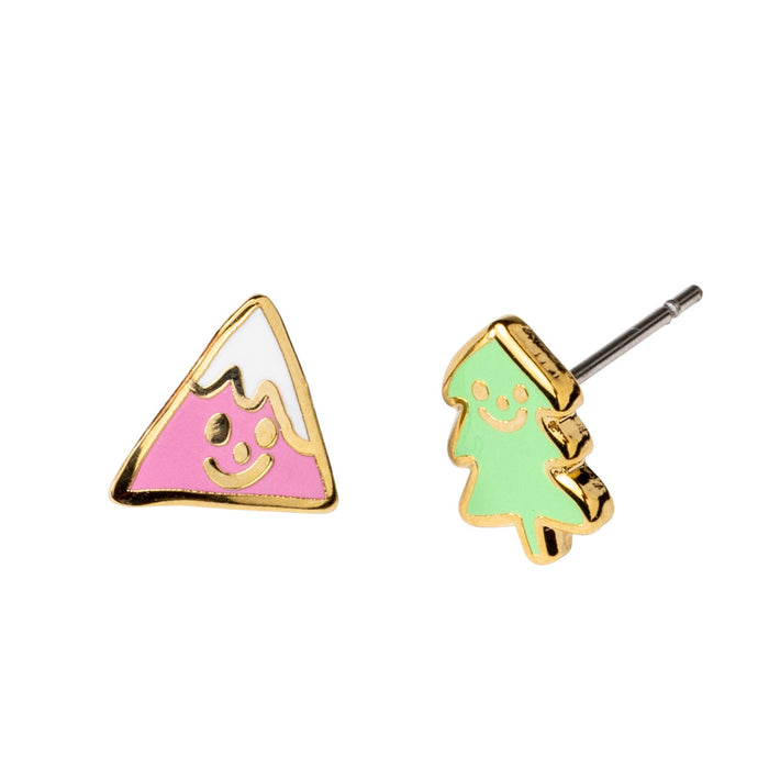 Mountain & Tree Gold Post Earrings | Hiking & Outdoors Gift