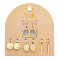 Interchangeable Charm Earring - Rose Quartz/Love/Gold / Scout