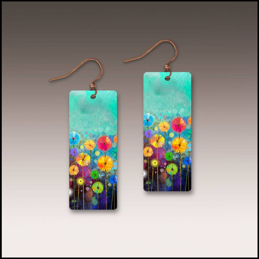 Turquoise Floral Summer Rectangle Earrings