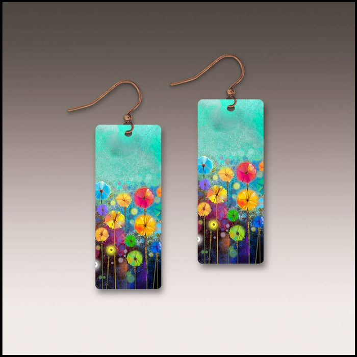 Turquoise Floral Summer Rectangle Earrings