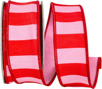 Cabana Striped Dupioni, Pink/red, 1-1/2 In