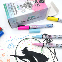 PINTAR Premium Acrylic Paint Pens - 1mm Fine Tip Pens For Rock Painting, Ceramic Glass, Wood, Paper, Fabric & Porcelain, Water Resistant Paint Set, Surface Pen, Craft Supplies, DIY Project (16 colours)