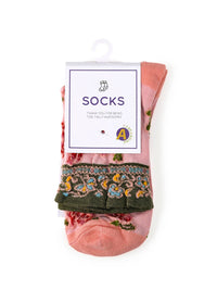 Rufia - Embossed Floral Pattern Women's Socks: Black / One Size