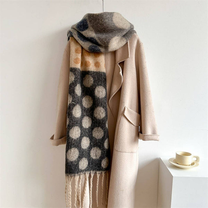 Retro Polka Dot Wool-Like Thick Scarf Shawl / Lots of Colors