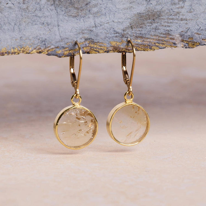November Birthstone - Citrine Circle Leverback Earrings / Soul & Little Rose