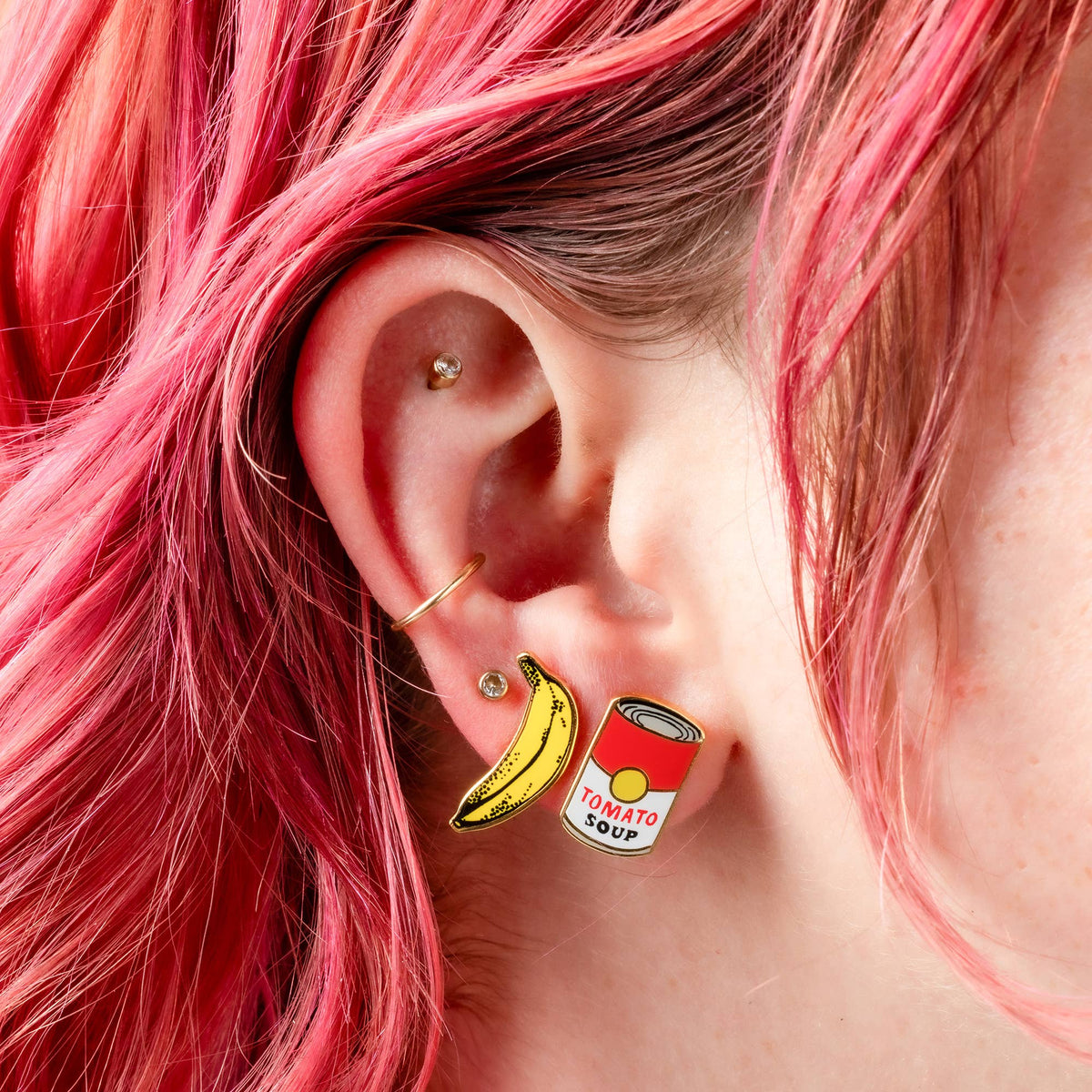 Pop Art Earrings | Museum Mismatched Gold Studs