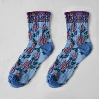 Rufia - Embossed Floral Pattern Women's Socks: Blue / One Size