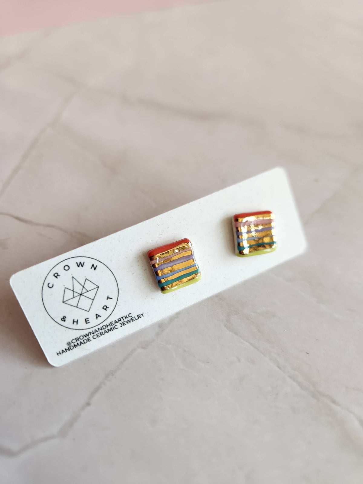 Rainbow Stripe Stud Earrings