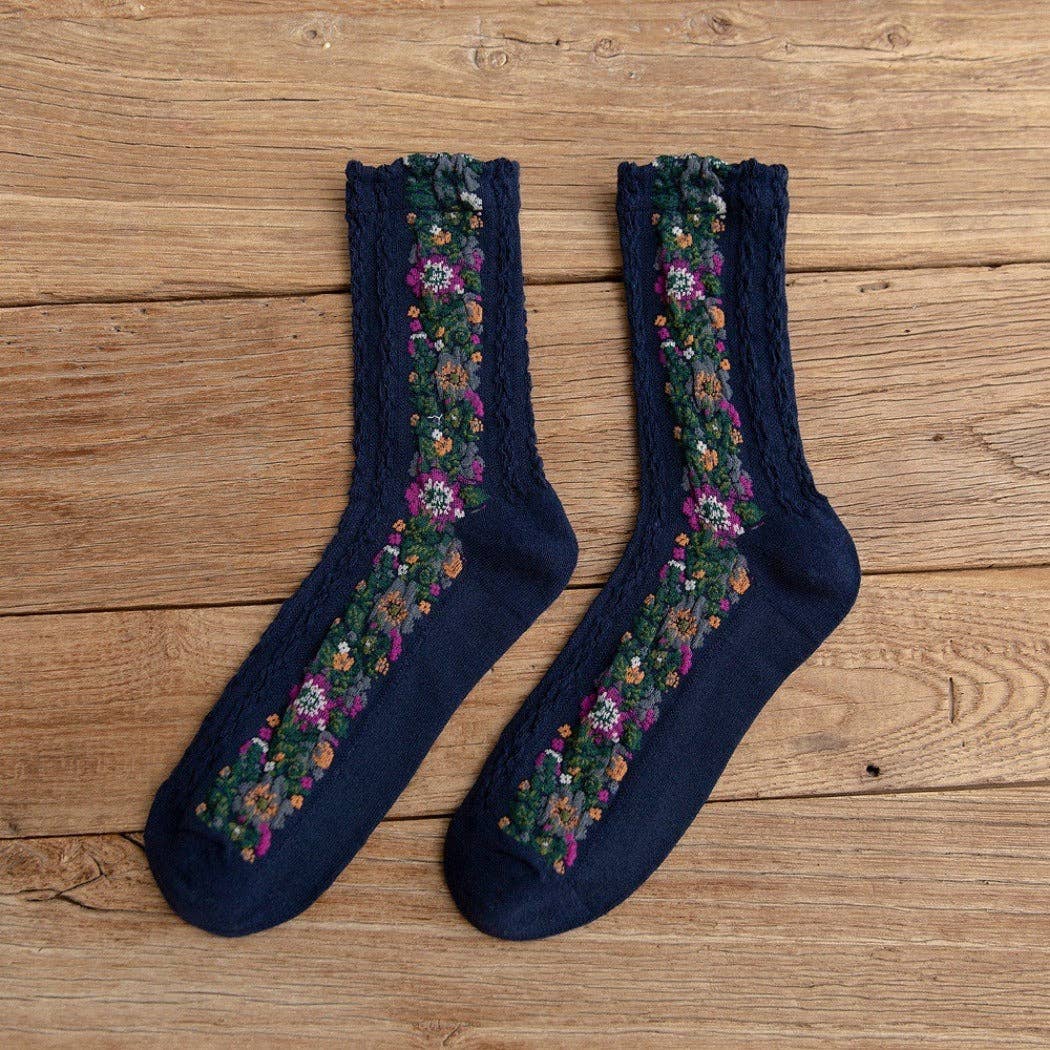 Vintage Floral Print Summer Socks / Rufia