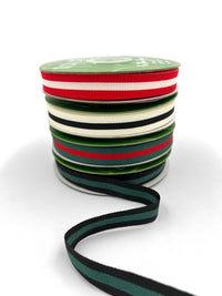 5/8" Pink & Red Woven Modern Stripe Grosgrain Ribbon