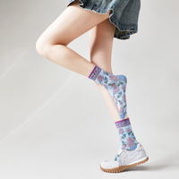 Rufia - Embossed Floral Pattern Women's Socks: Black / One Size