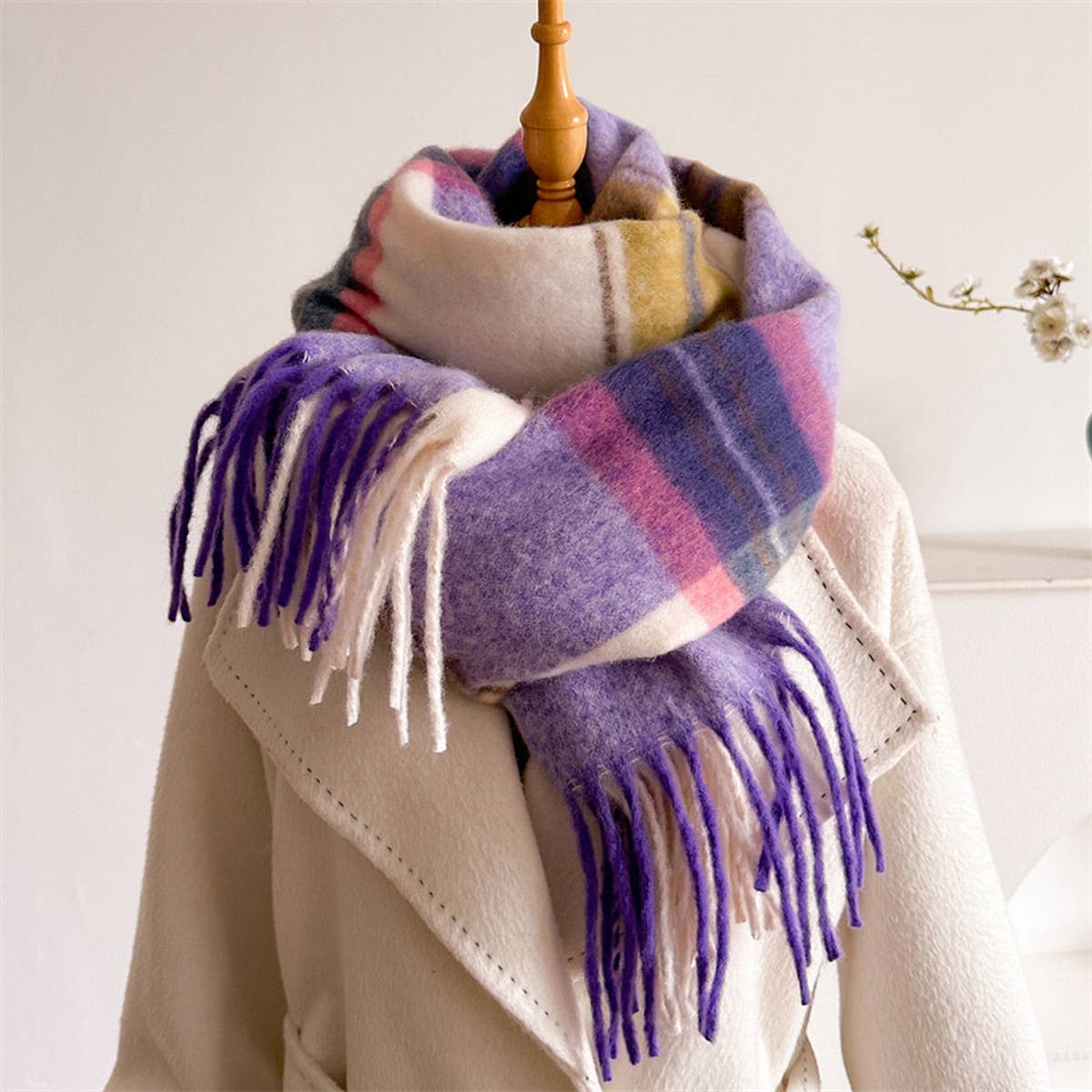Soft Gradient Knit Tassel Scarf Wrap Shawl