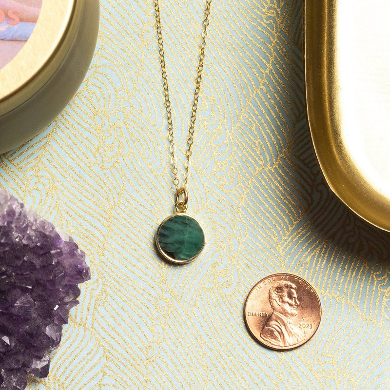 Emerald 14K Gold Filled Round Pendant Necklace