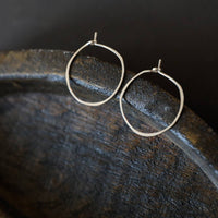Minimal Imperfect Hoop Earrings - SMALL ORGANIC CIRCLE