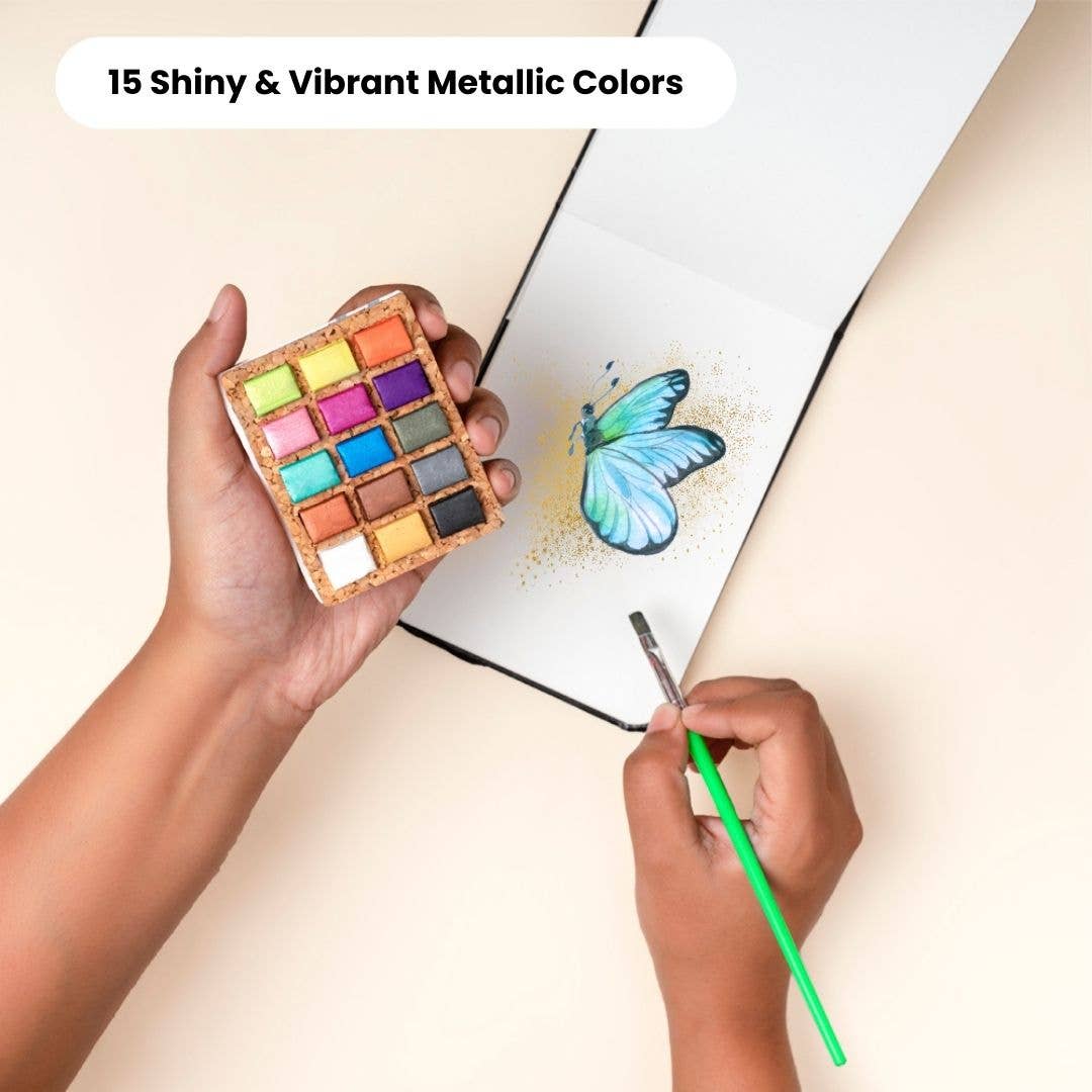 Watercolor Pans - Metallic 15 Colors (Pack of 5) Nano Pallet