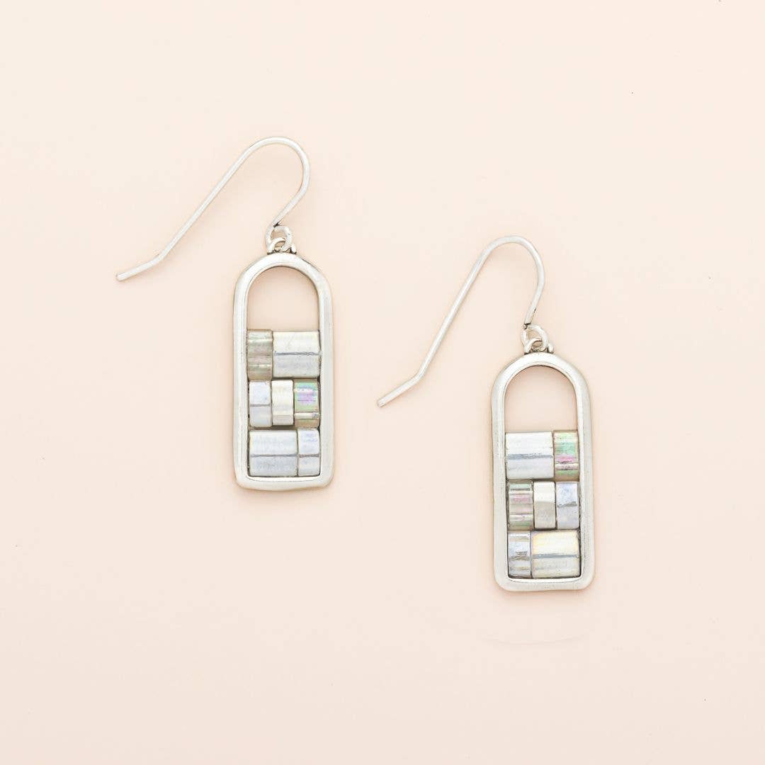 Good Karma Miyuki Frame Earring - Frost/Silver
