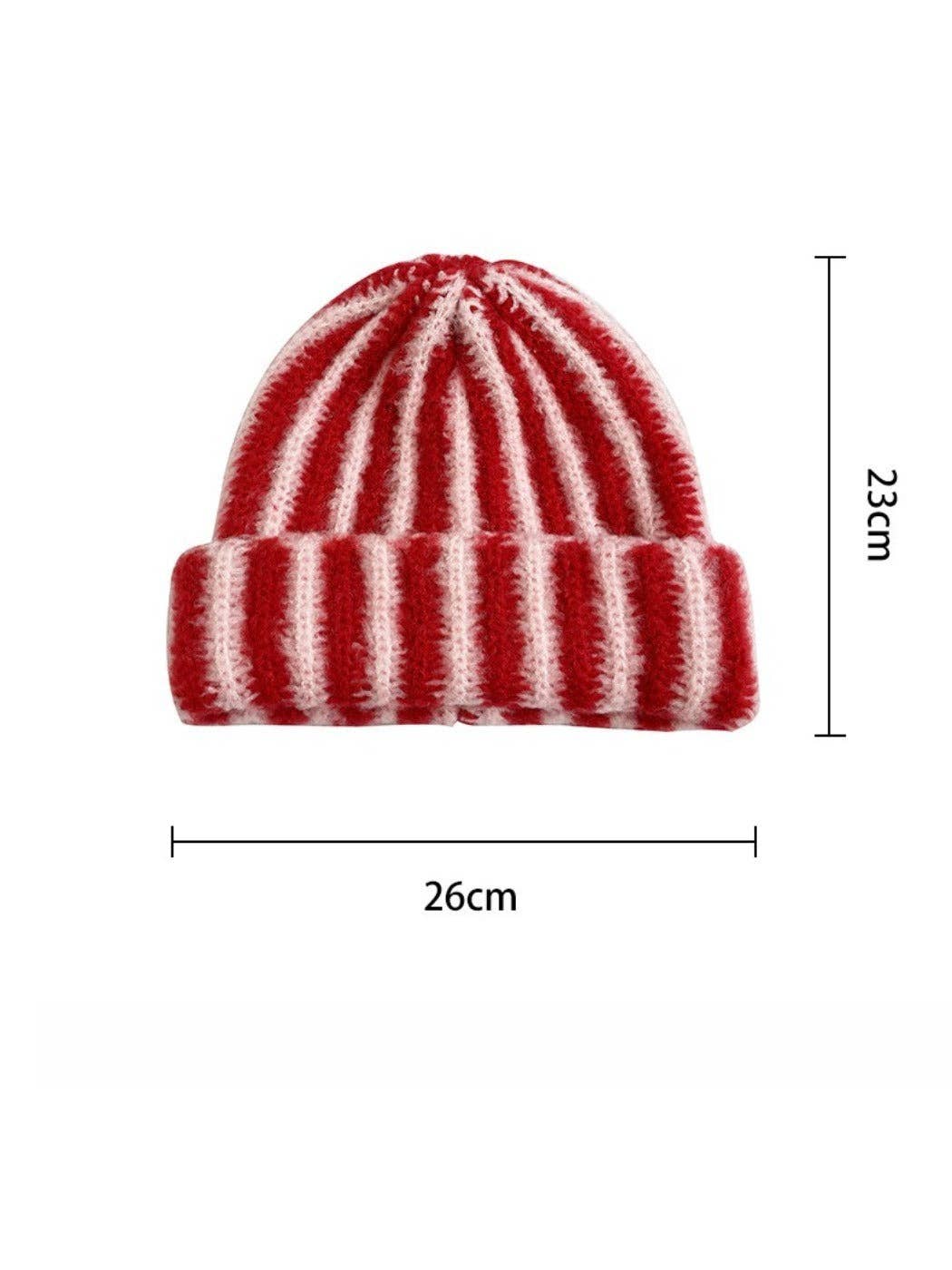 Haila - Color-block Striped Cuffed Knitted Beanie - Warm & Stylish