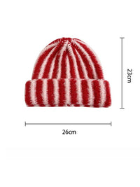 Haila - Color-block Striped Cuffed Knitted Beanie - Warm & Stylish