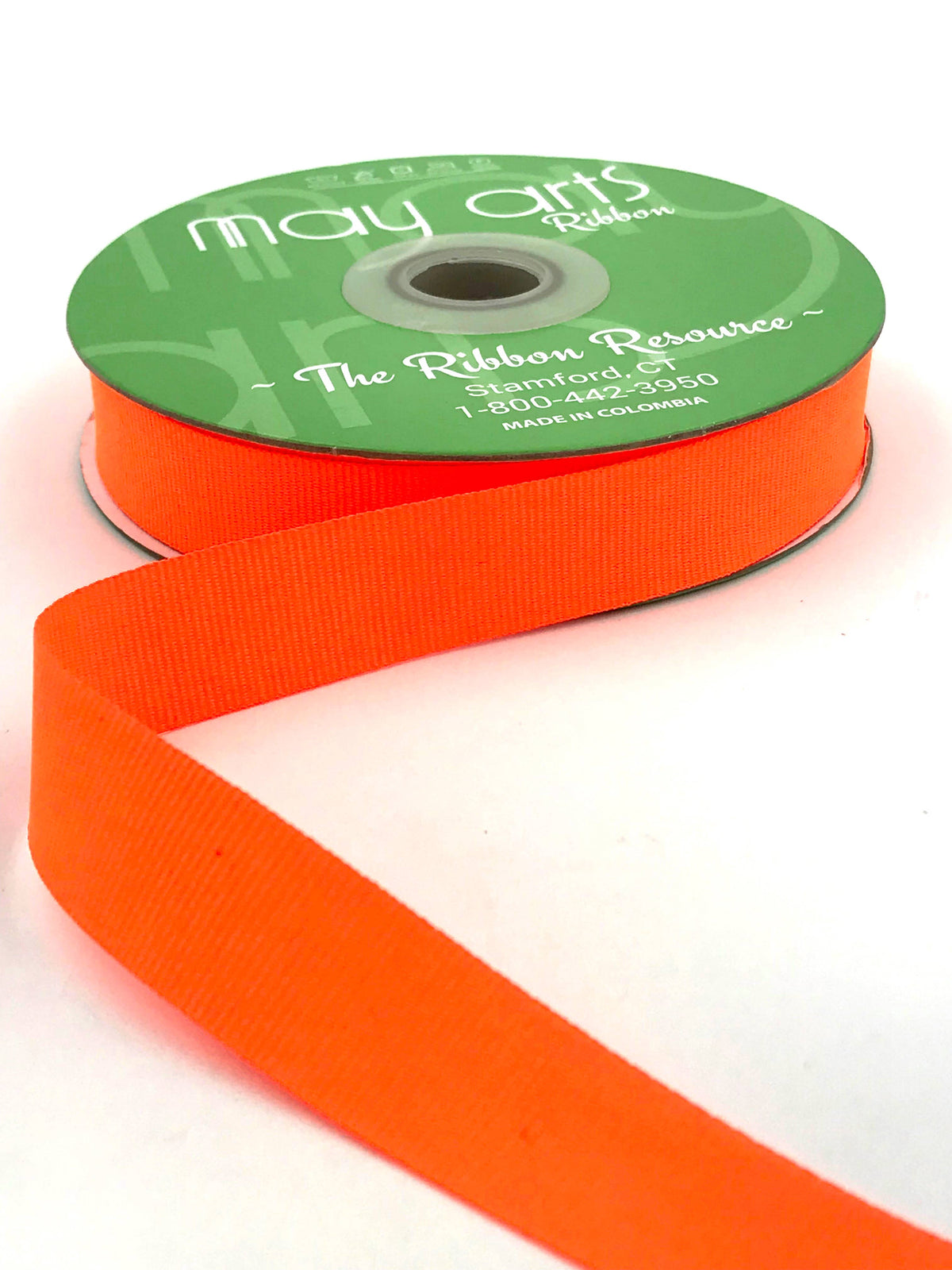 3/4" Neon Orange Woven Grosgrain Ribbon