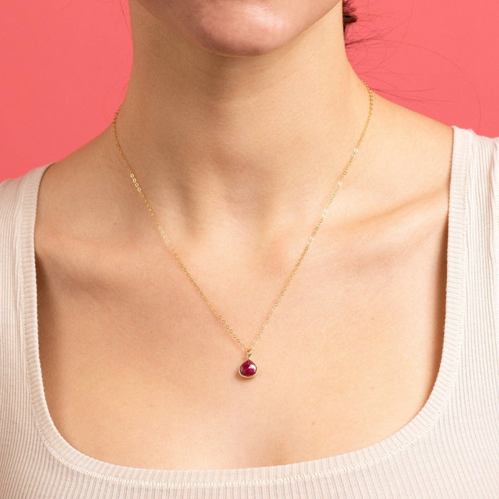 Ruby Teardrop Pendant Gold Necklace / Soul & Little Rose