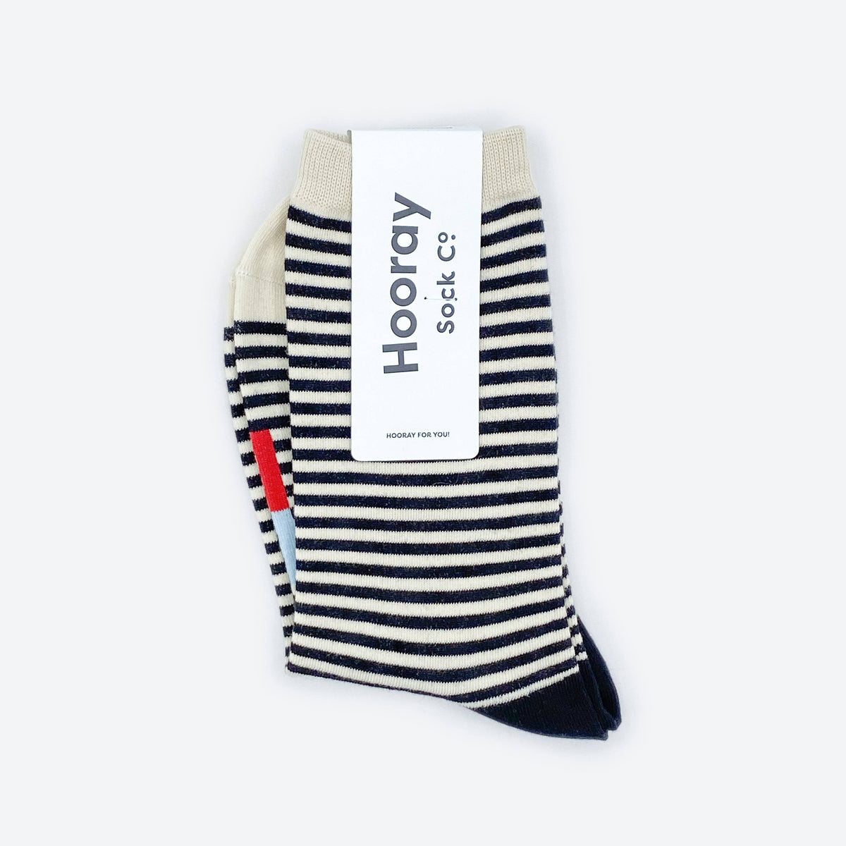 Cole Black and White Striped Crew Socks / Hooray Sock Co.