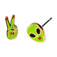 Alien Earrings | Space Mismatched Gold Studs