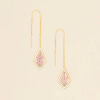 Pressed Flower Thread Earring - Pink Lace Flower/Gold / Scout
