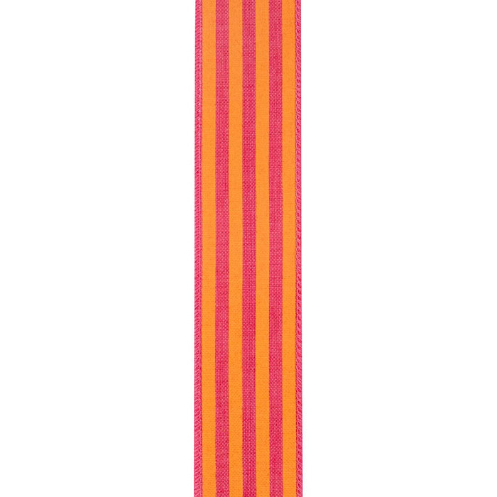 Broad Striped Linen, Orange/fuchsia, 1-1/2 In