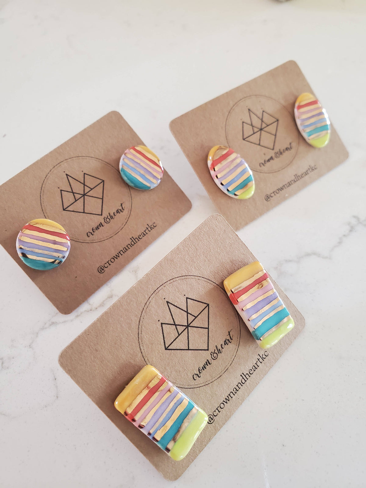Rainbow Stripe Stud Earrings