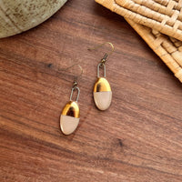 Nude Pink Half Dipped Rose Clay Earrings