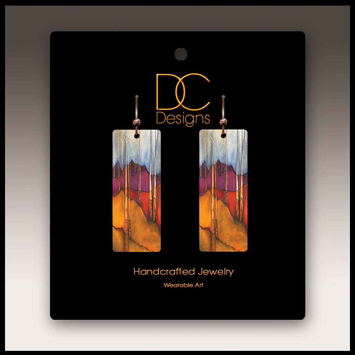 Trees and Hills Rectangle Handmade Earrings