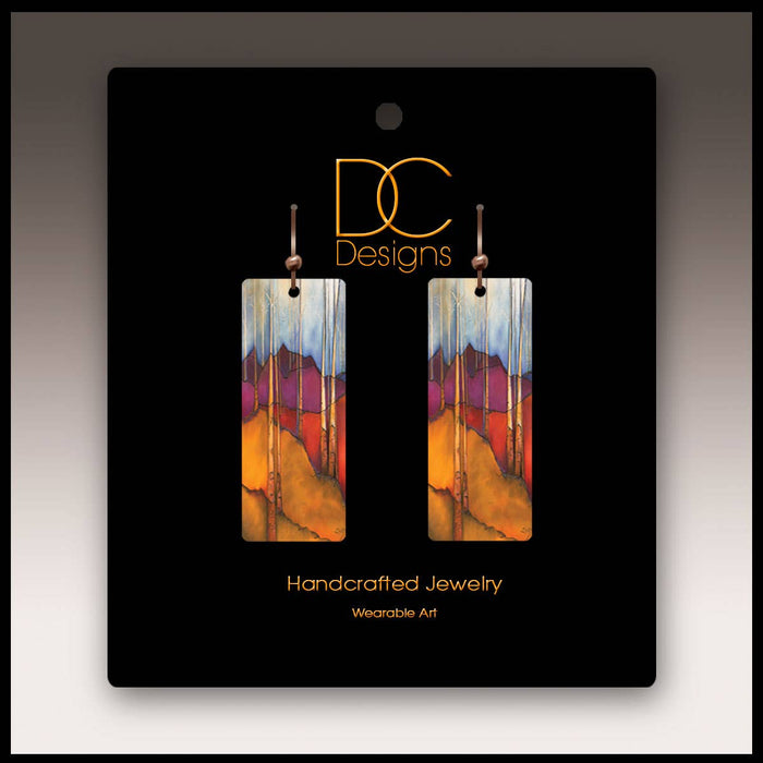 Trees and Hills Rectangle Handmade Earrings