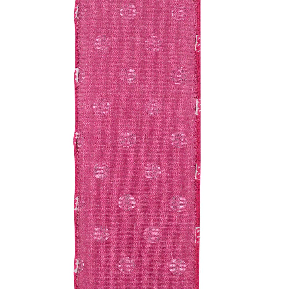 Aspirin Dot Linen Wired Edge, Fuchsia, 2-1/2 In