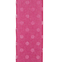 Aspirin Dot Linen Wired Edge, Fuchsia, 2-1/2 In