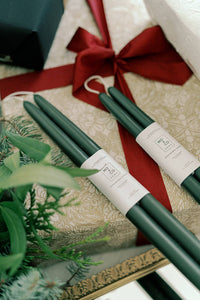 Forest Green | Dipped Beeswax Taper Candles | All Natural