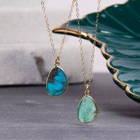 Gold Filled Turquoise Slice Oval Necklace / Soul & Little Rose