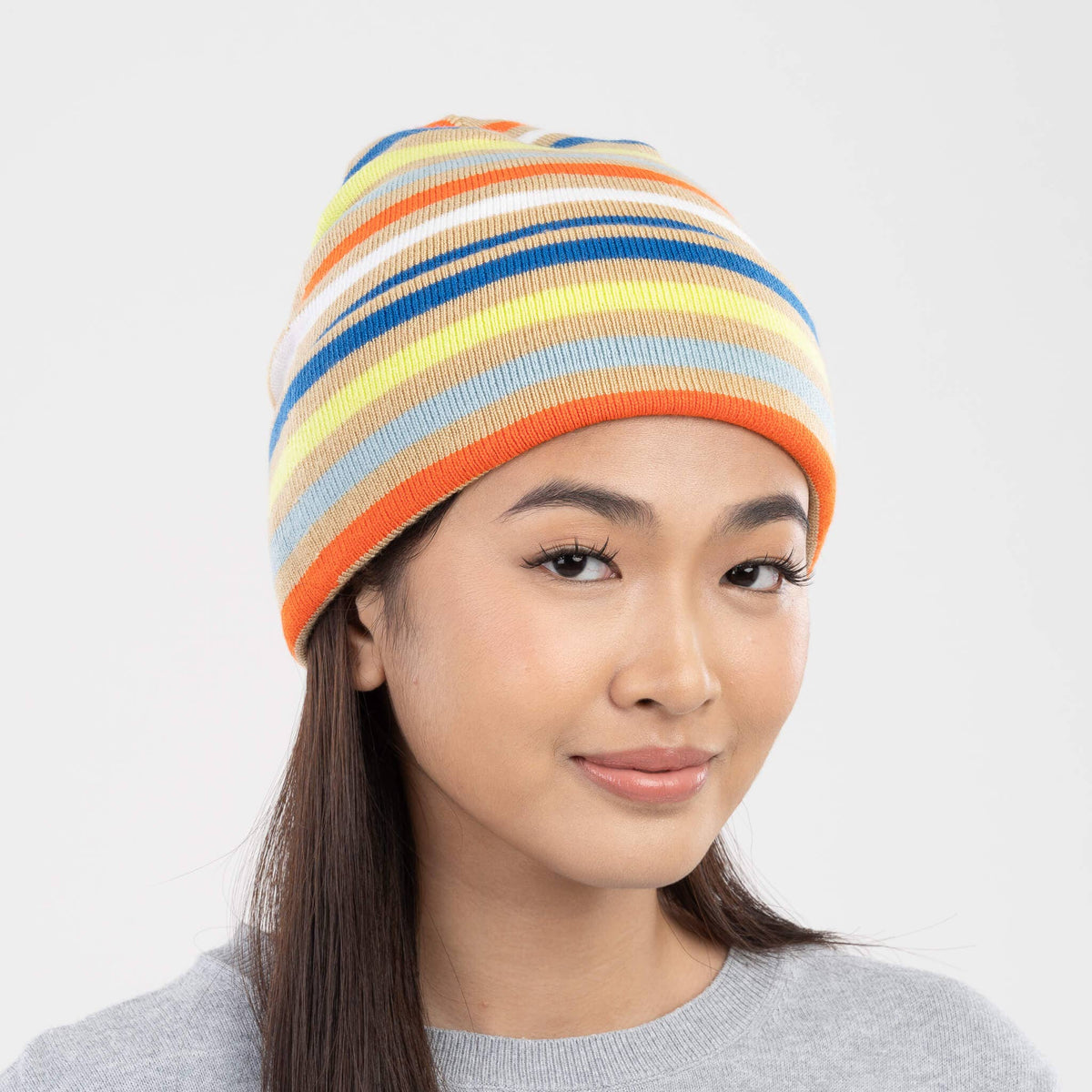 Color Stripe Knit Beanie