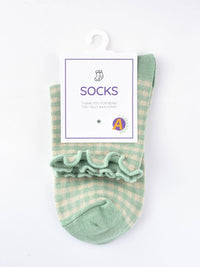 Rufia - Colorful Check Pattern Lace Socks: Grey / One Size