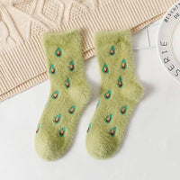 Warm Fuzzy Socks - Cute Fruit Motifs - Soft Chinlon