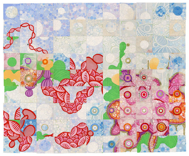 Bubble Thanka / Original Mixed Media by Nancy Tobin / Framed