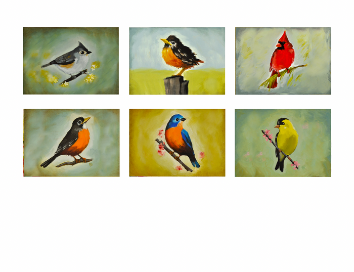 Backyard Birds Notecard Set of 6 - Designed by Nancy Tobin