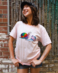 Snail Family - Unisex Short Sleeved T-Shirt - Designed by Sadie Rothenberg - Pink