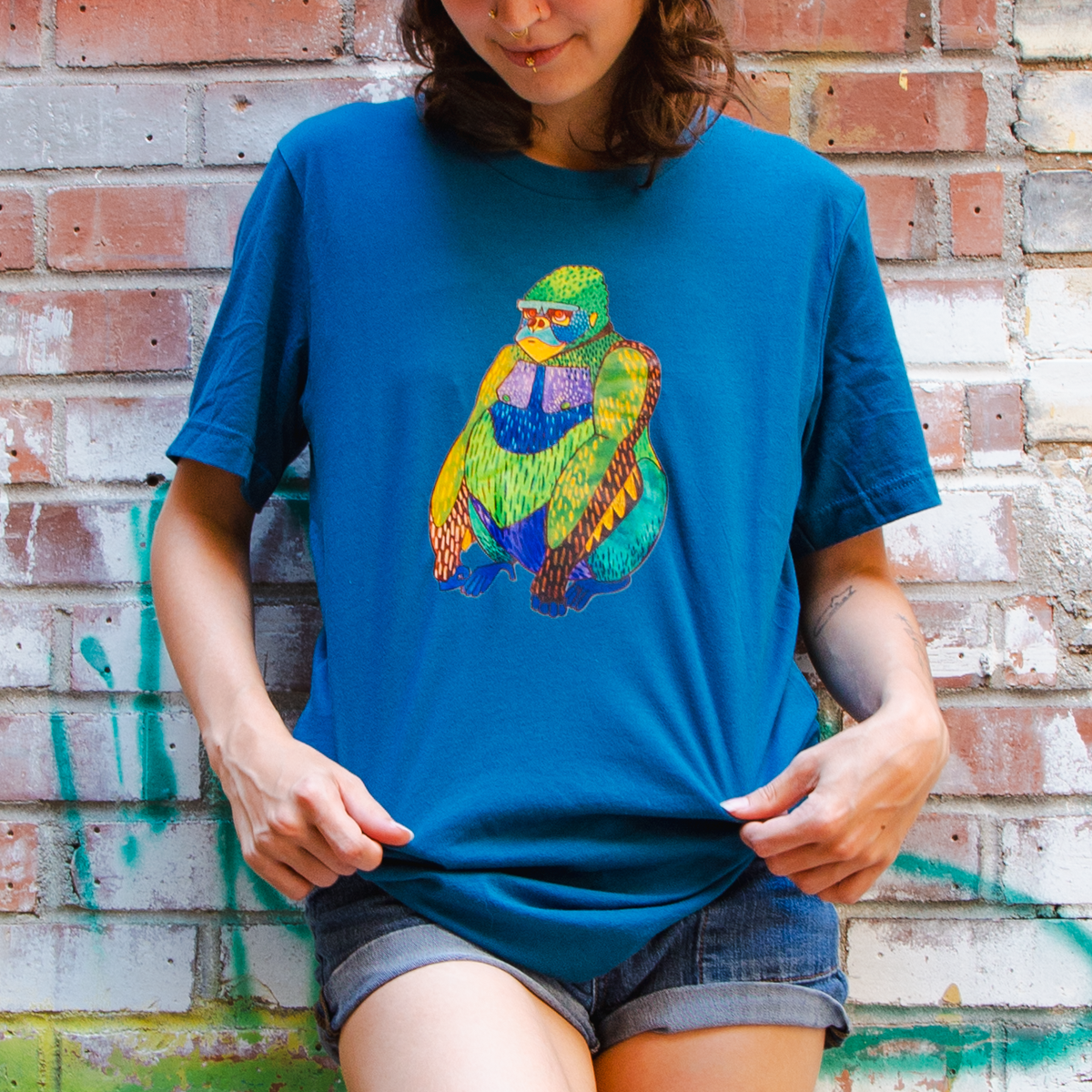 Gigi Gorilla - Unisex Short Sleeved T-Shirt - Designed by Sadie Rothenberg