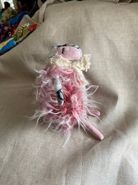 Sheep Sheep (Pink) - OOAK Handmade Soft Sculpture - Cute Sheep Lamb by Artist Sadie Rothenberg