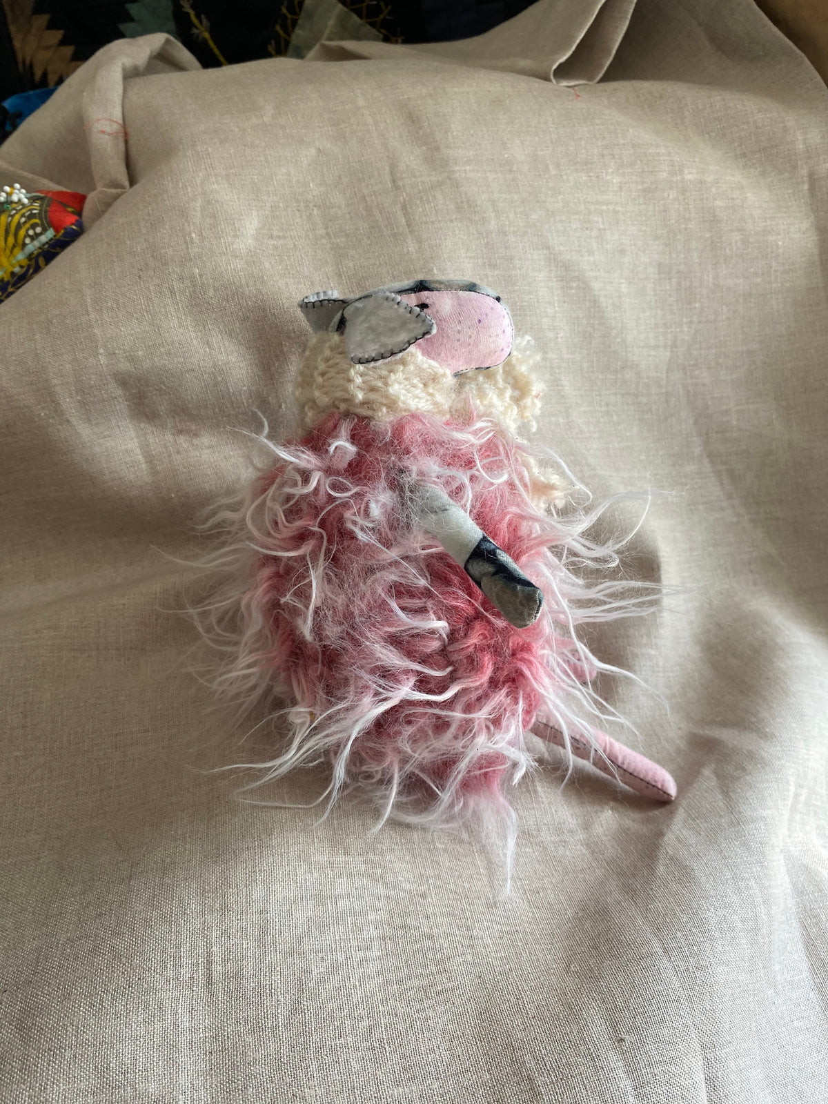 Sheep Sheep (Pink) - OOAK Handmade Soft Sculpture - Cute Sheep Lamb by Artist Sadie Rothenberg