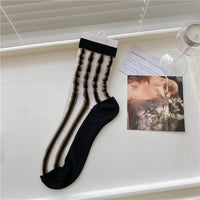 Black Brown Stripe Sheer Socks